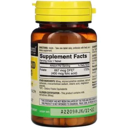 Mason Natural Folic Acid 400 mcg Фолієва кислота 100 таблеток: Тип вітамін B