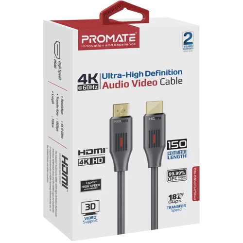 Кабель и переходник Promate ProLink HDMI - HDMI v.2.0 (M/M), 1.5 м, Black (prolink4k60-150)