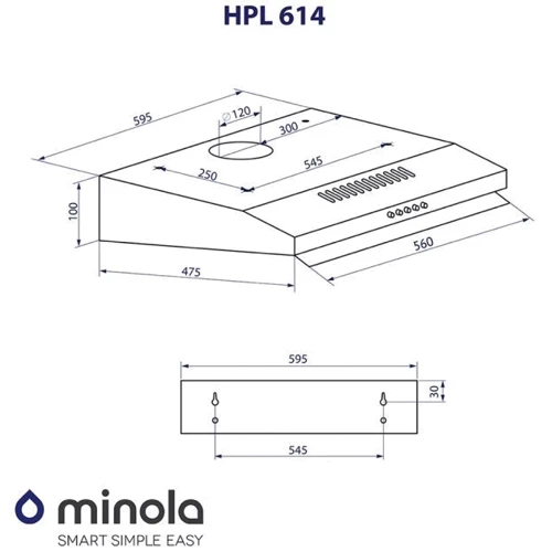 Вытяжка Minola HPL 614 WH: Тип воздухоочистителя Рециркуляция, Отвод