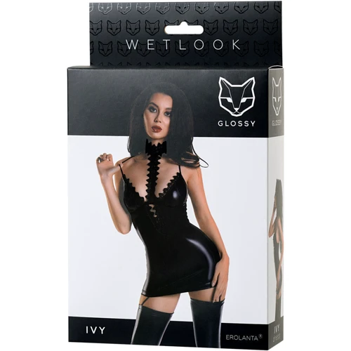 Платье с чокером Glossy Wetlook Ivy Вlack, L