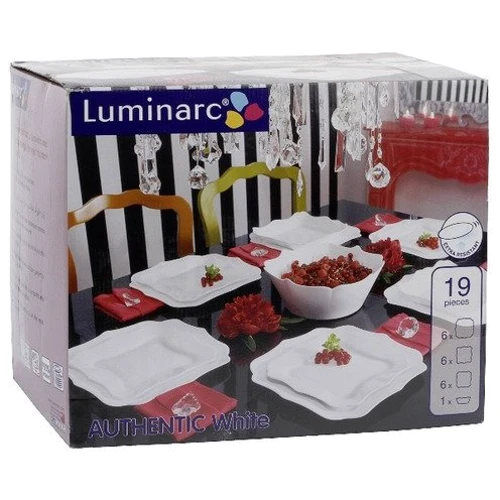 Столовый сервиз Сервиз Luminarc Authentic White E6197 (19 пр.): Количество предметов в наборе 19