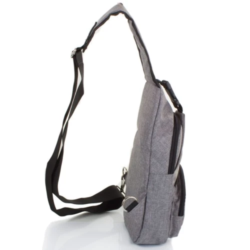Мужская сумка-слинг DNK Leather серая (DNK Joker-2 bag-7): Фактура Тканая, Матовая
