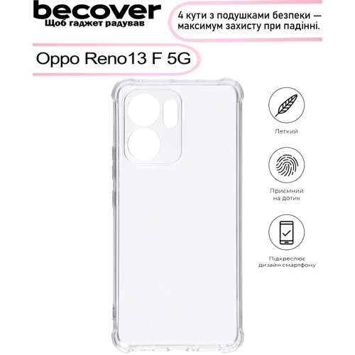 Чехол для телефонов BeCover TPU Case Anti-Shock Clear for Oppo Reno13 F 5G (713502)