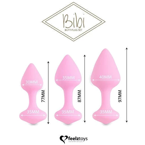 Набор силиконовых анальных пробок FeelzToys - Bibi Butt Plug Set 3 pcs Pink