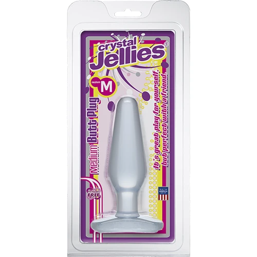 Анальная пробка Crystal Jellies Butt Plug Medium, 13x3.5 см, прозрачный