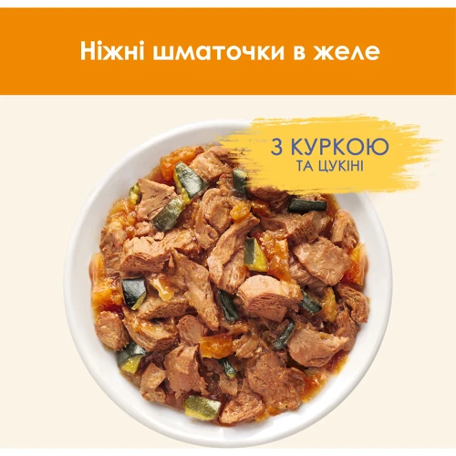 Влажный корм Purina Cat Chow Adult для взрослых кошек с курицей и цукини в желе 5x85г (7613036938501): Основные ингредиенты Цукини, Курица