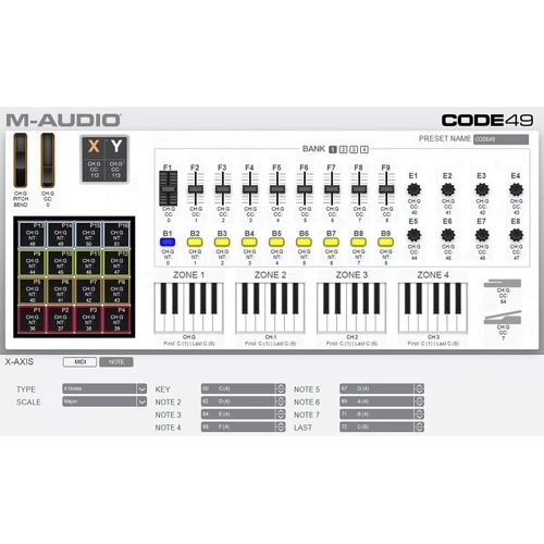 M-AUDIO Code 49 (Black): Разъёмы и интерфейсы MIDI in/out, USB