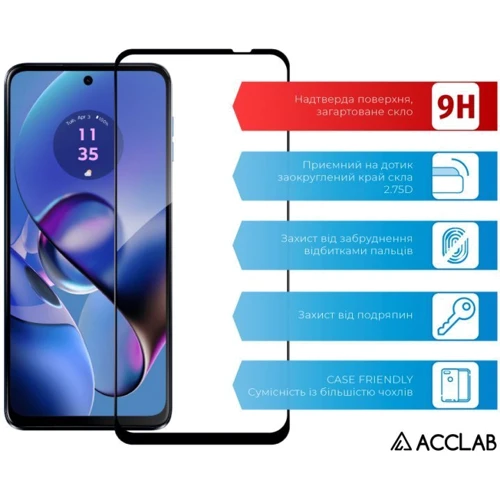 Аксессуар для смартфона ACCLAB Tempered Glass Full Glue Black for Motorola Moto G54: Цвет черный