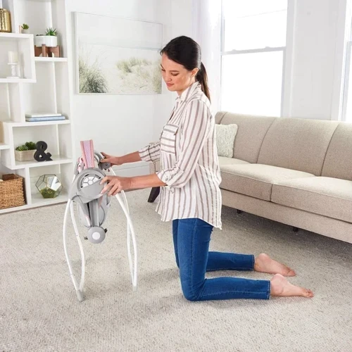 Кресло-качалка Ingenuity Comfort2Go Flora the Unicorn (12202) (074451122024): Дополнительные удобства таймер отключения укачивания, Вибрация, Звуковое сопровождение, Изменение наклона, Контроль скорости движения, регулируемая спинка, Ремни безопасности, Система складывания, Съемный чехол, дуга с игруш