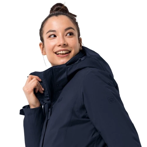 Пуховик Jack Wolfskin Cold Bay Coat W 1113031-1910 40 темно-синий зимний с капюшоном длинный: Вид Пуховики