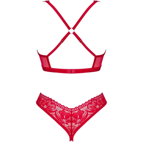 Комплект белья Obsessive Lacelove cupless 2-pcs set XL/2XL Red