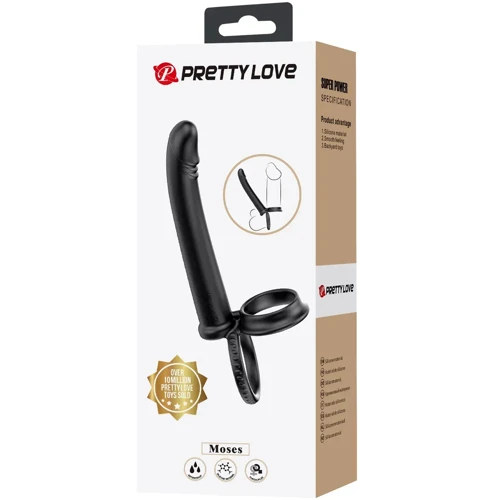 Кільце ерекційне з насадкою для анального сексу LYBAILE Pretty Love - Moses Black (BI-210332)