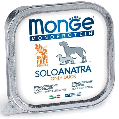 Паштет для собак Monge Dog Solo зі свіжого м'яса качка 150 г (70014182)