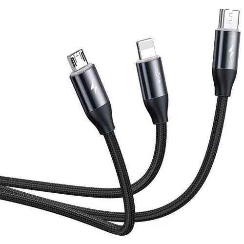 Кабель Baseus USB Cable to Lightning/microUSB/USB-C Car Co-Sharing 3.5A 1m Black (CAMLT-FX01): Длина 1 м