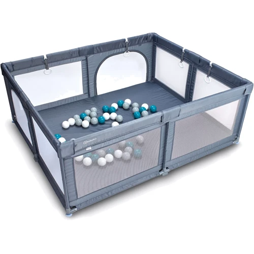 Манеж BabyGO Playpark с 48 шариками серый (7701)