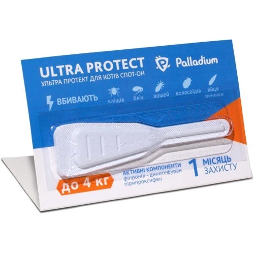 Капли на холку Palladium Ultra Protect от блох и клещей для кошек весом до 4 кг, 0.5 мл (4820150201555): Тип Капли