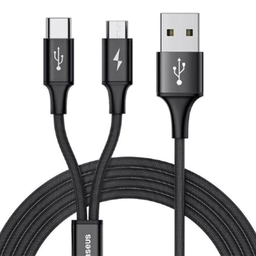Кабель Baseus USB Cable to microUSB/USB-C Rapid 1.2m Black (CAMT-ASU01)