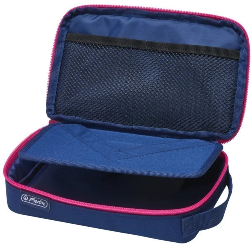 Пенал Herlitz 2Go Blue Pink с транспортиром в комплекте (50033355): Количество отделений 1