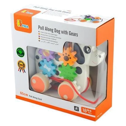 Дерев'яна каталка Viga Toys Собачка з шестернями (50977)
