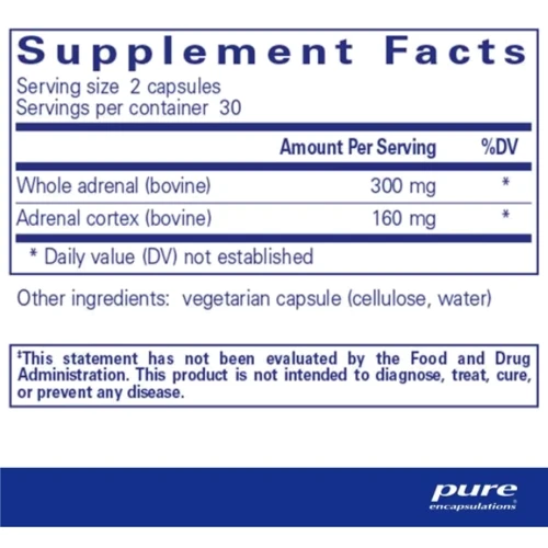 Pure Encapsulations Adrenal Вітаміни для надниркових залоз 60 капсул: Стать Унисекс