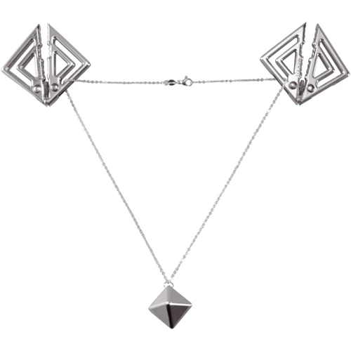 Зажимы для сосков с тяжелой подвеской LOCKINK Adjustable Nipple Clamps with Heavy Pendant - Grey