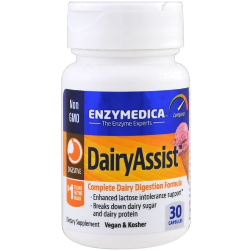 Enzymedica DairyAssist Ферменты для переваривания лактозы 30 капсул: Форма выпуска Капсулы