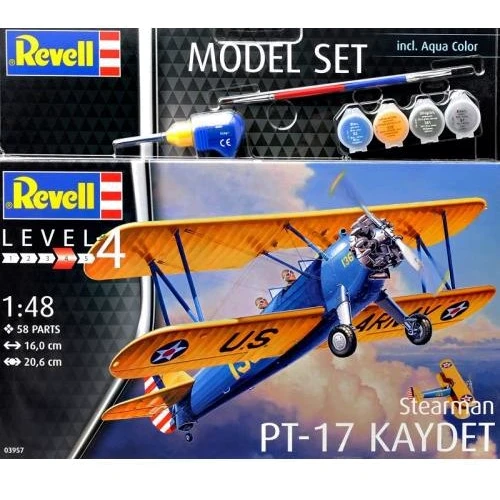 Подарочный набор Revell Model Set Тренировочный самолет Stearman PT-17 Kaydet 1:48 (63957)