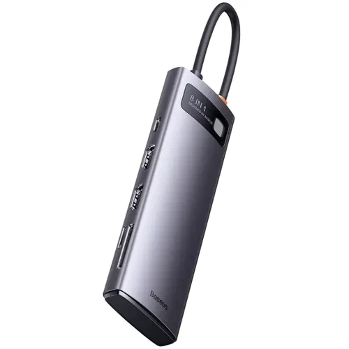 Адаптер Baseus Adapter Metal Gleam Series USB-C to 2xHDMI+3xUSB3.0+PD+SD+TF Grey (WKWG050113): Колір серый