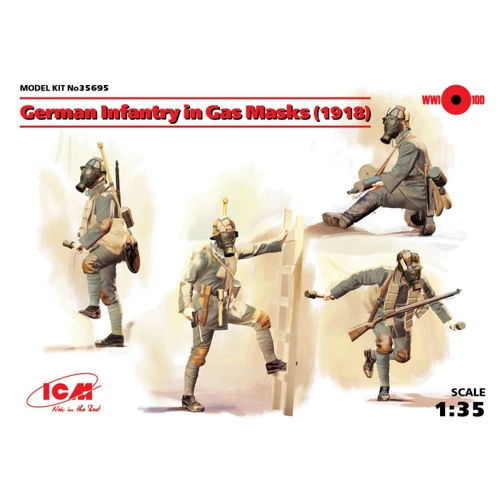 Набор фигурок ICM Германская пехота в противогазах (1918 г.) (ICM35695)