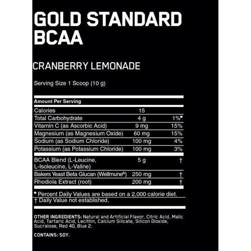 Аминокислота для спорта Optimum Nutrition Gold Standard BCAA 280 g /28 servings/ Cranberry Lemonade: Вкус Лимонад, Клюква