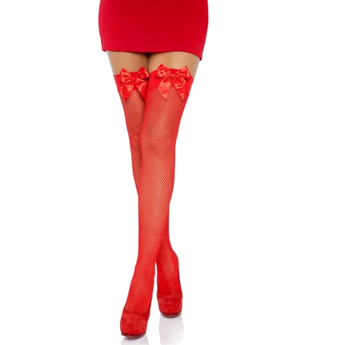 Чулки в сеточку с бантом Leg Avenue OS Red