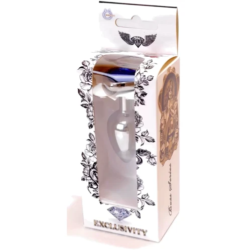 Анальная пробка с кристаллом BOSS of TOYS Boss Series - Jewellery Silver Heart PLUG Dark Blue S, BS6400050