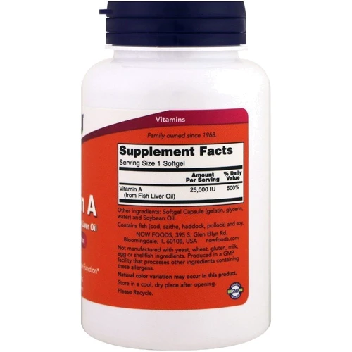 NOW Foods Vitamin A 25,000 IU Softgels 250 caps: Тип вітамін A