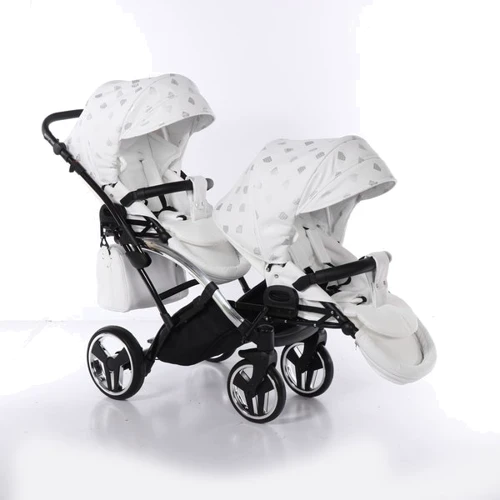 Универсальная коляска для двойни 2 в 1 Junama Glow Duo Slim 03, белый с серебристым (J-G-DUOs-03): Ширина шасси 65 см