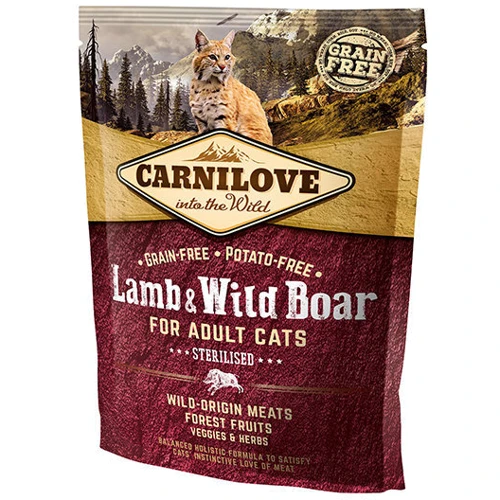 Сухой корм для взрослых стерилизованных кошек Carnilove Lamb & Wild Boar Sterilised 400 г (8595602512324)