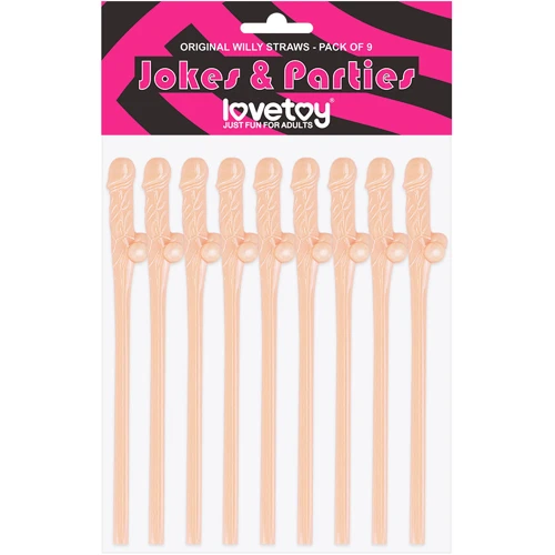 Трубочки для напоїв LoveToy Jokes&Parties Original Willy Straws Flesh, 9 шт.: Виробник LOVETOY