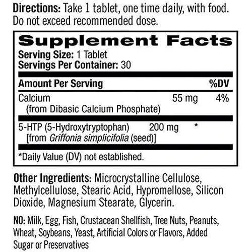 Аминокислота для спорта Natrol 5-HTP Time Release Maximum Strength 200 mg 30 Tabs 5-Гидрокситриптофан максимальная сила: Форма выпуска Таблетки