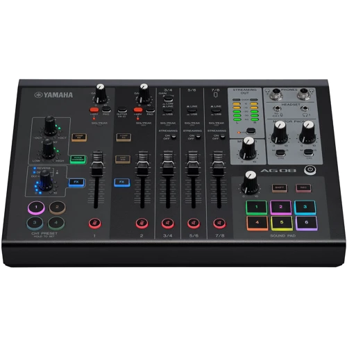 Аудиоинтерфейс YAMAHA AG08 (Black): Аналоговые выходы 2 выхода для наушников CH1: 6,3мм/3,5мм (не могут использоваться одновременно), CH2: 6,3мм; Stereo: