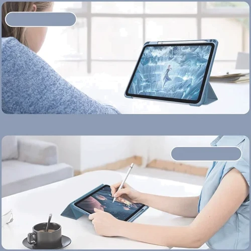 Аксесуар для iPad BeCover Soft Edge TPU with Pencil mount Blue Haze for iPad Air 11 (2024 / 2025) (711703): Особливості отделение для стилуса, Удобно держать в руке, Стильный дизайн, Стильный внешний вид, Складывается в подставку, Приятен на ощупь