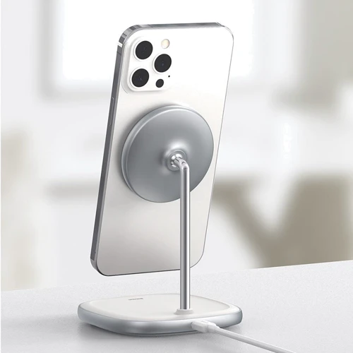 Зарядное устройство Baseus Wireless Charger Stand MagSafe Swan White (WXSW-02) for iPhone 16 I 15 I 14 I 13 I 12 series фото 8