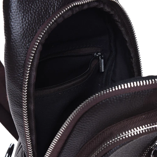 Мужская сумка-слинг Borsa Leather коричневая (K16603-brown): Стиль Повседневный (Casual)