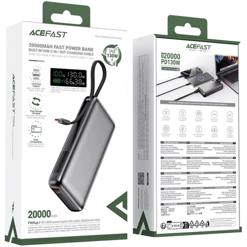 Внешний аккумулятор Acefast Power Bank 20000mAh M22 130W Gray