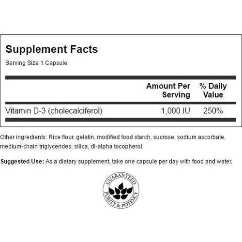 Swanson Vitamin D-3, Higher Potency, 1,000 IU, 25 mcg, 250 Capsules (SWA-11030): Тип Витамин D