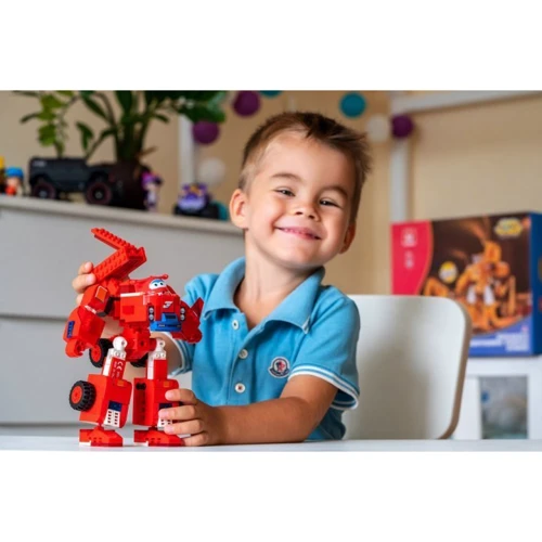 Конструктор-трансформер Super Wings Small Blocks 2-in-1 Buildable Transforming Vehicle Jett Джетт (EU385005)