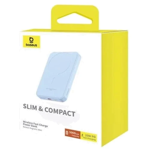 Внешний аккумулятор Baseus Power Bank 5000mAh Magnetic Wireless 20W Blue (P10022107313-00) фото 7
