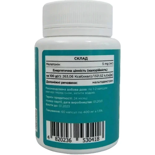 Biotus Melatonin 5 mg Мелатонін 60 капсул: Форма випуску капсули