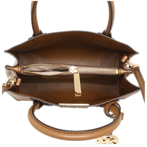 Женская сумка тоут Michael Kors коричневая (MK0632W): Фактура Сафьяно, Матовая