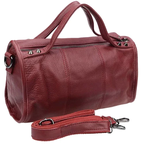 Жіноча сумка бочонок Borsa Leather бордова (1t560-burgundy)
