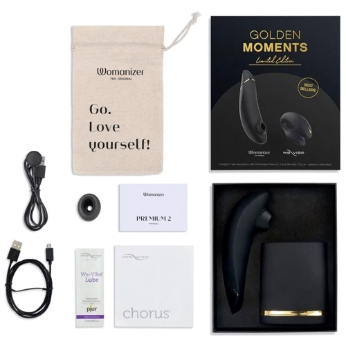 Премиальный подарочный набор Golden Moments: Womanizer Premium и We-Vibe Chorus Black