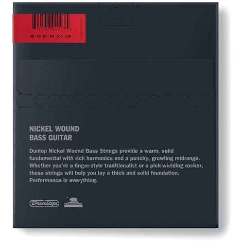 Струна для гитар Комплект струн DUNLOP DBN30130 Nickel Wound Bass Strings 30-130, 6-String: Тип Комплект струн